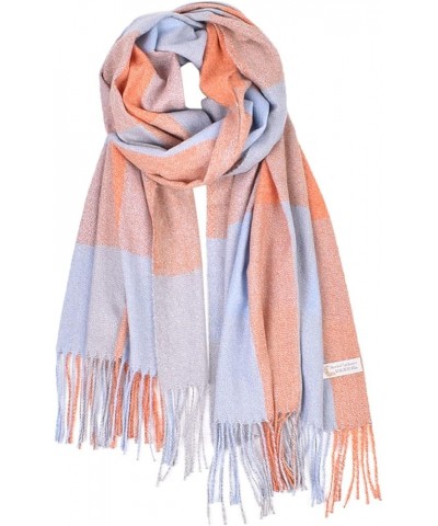 Women's Plaid Tassel Scarf Winter Thickening Warm Shawl Large Scarves Long Wrap Orange $9.85 Scarves