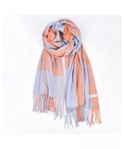 Women's Plaid Tassel Scarf Winter Thickening Warm Shawl Large Scarves Long Wrap Orange $9.85 Scarves