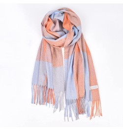 Women's Plaid Tassel Scarf Winter Thickening Warm Shawl Large Scarves Long Wrap Orange $9.85 Scarves