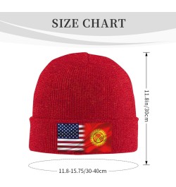 Kyrgyzstan America Flag Beanie Hat Skull Knit Warm Cap Women Men Soft Stretch for Winter7 Red $13.75 Skullies & Beanies