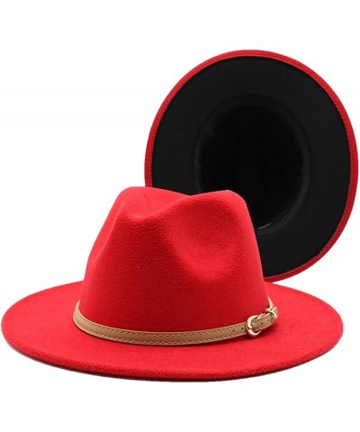 Women and Men Winter Two-Color Fedora Hat with Accessories Adjustable Unisex Hat Jazz Hat 8 $18.70 Fedoras