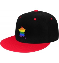 LGBT Flag Map of France Snapback Hat for Men Women Baseball Cap Trucker Flat Bill Hats Dad Caps Red $9.70 Baseball Caps