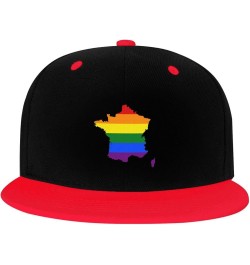 LGBT Flag Map of France Snapback Hat for Men Women Baseball Cap Trucker Flat Bill Hats Dad Caps Red $9.70 Baseball Caps