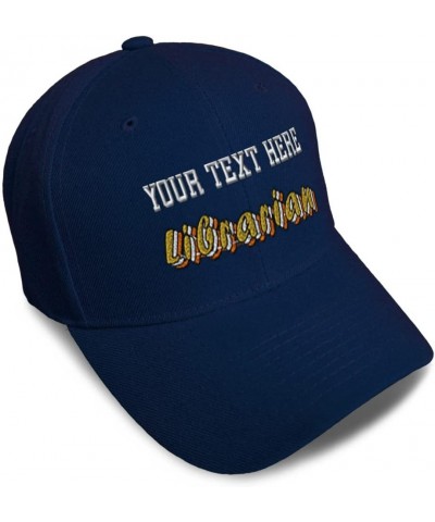 Baseball Cap Librarian Library Acrylic Reading Dad Hats for Men and Women Navy Personalized Text Here $13.24 Baseball Caps