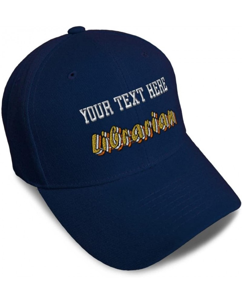 Baseball Cap Librarian Library Acrylic Reading Dad Hats for Men and Women Navy Personalized Text Here $13.24 Baseball Caps