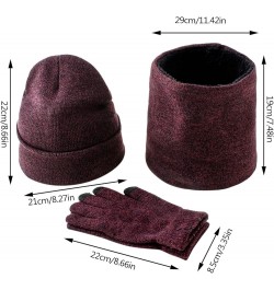 Winter Knit Gloves for Men Warmer Long Scarf Fleece Thick Beanie Hat Thermal Earmuffs Touchscreen Gloves Set for Women B - T(...