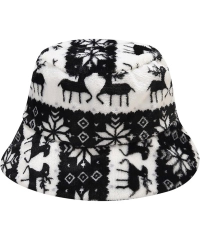 Winter Warm Faux Fur Bucket Hat for Women Rabbit Fur Thick Plush Fisherman Cap Oversized Fluffy Snow Hat O61_black $8.84 Skul...