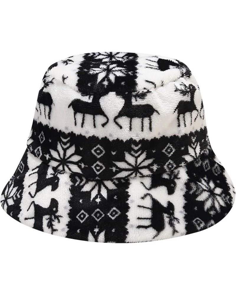 Winter Warm Faux Fur Bucket Hat for Women Rabbit Fur Thick Plush Fisherman Cap Oversized Fluffy Snow Hat O61_black $8.84 Skul...