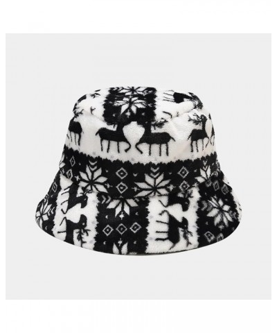 Winter Warm Faux Fur Bucket Hat for Women Rabbit Fur Thick Plush Fisherman Cap Oversized Fluffy Snow Hat O61_black $8.84 Skul...