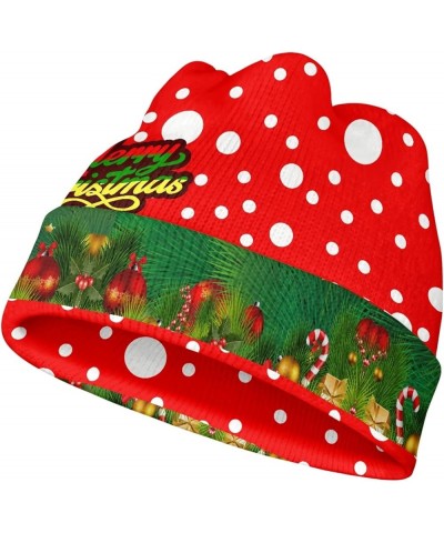 Ugly Christmas Beanie of Quality Knit Fabric, Breathability & Elasticity Skull Cap Hat Red Polka Dot Merry Christmas Tree $9....