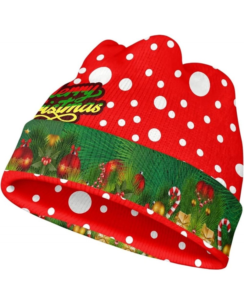 Ugly Christmas Beanie of Quality Knit Fabric, Breathability & Elasticity Skull Cap Hat Red Polka Dot Merry Christmas Tree $9....