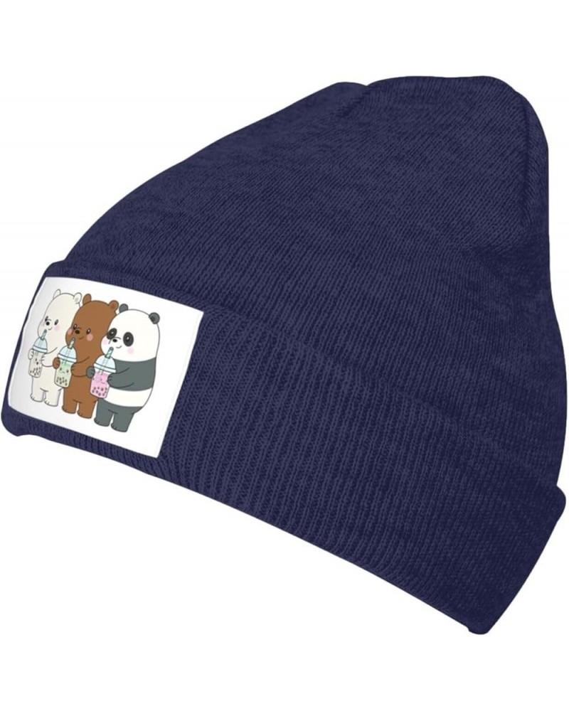 We and Bare and Bears Warm Knitted Wool Hat Cuffed Thick Warm Fleece Print Stylish Knit Gifts Winter Hats Black Navy Blue $9....