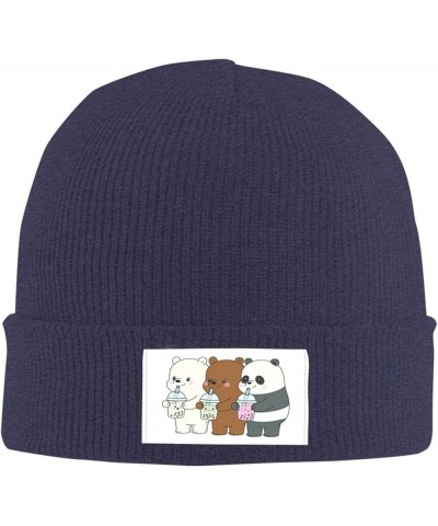 We and Bare and Bears Warm Knitted Wool Hat Cuffed Thick Warm Fleece Print Stylish Knit Gifts Winter Hats Black Navy Blue $9....