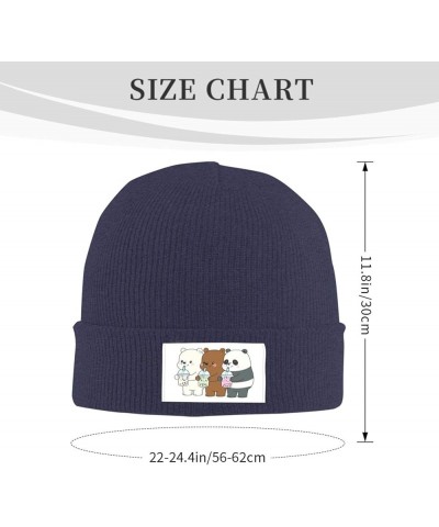 We and Bare and Bears Warm Knitted Wool Hat Cuffed Thick Warm Fleece Print Stylish Knit Gifts Winter Hats Black Navy Blue $9....