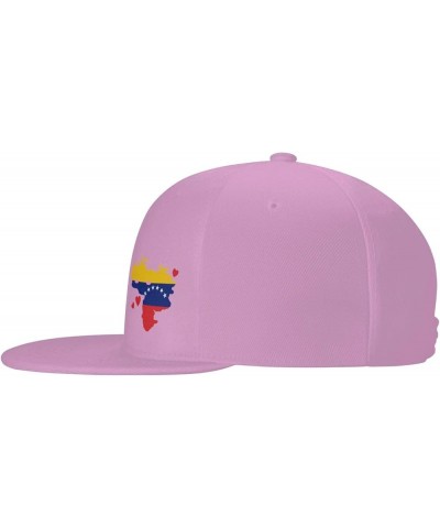 Flag of Venezuela State Hatblack Flat Bill Caps Dad Hat Baseball Cap for Men Women Pink $10.80 Baseball Caps