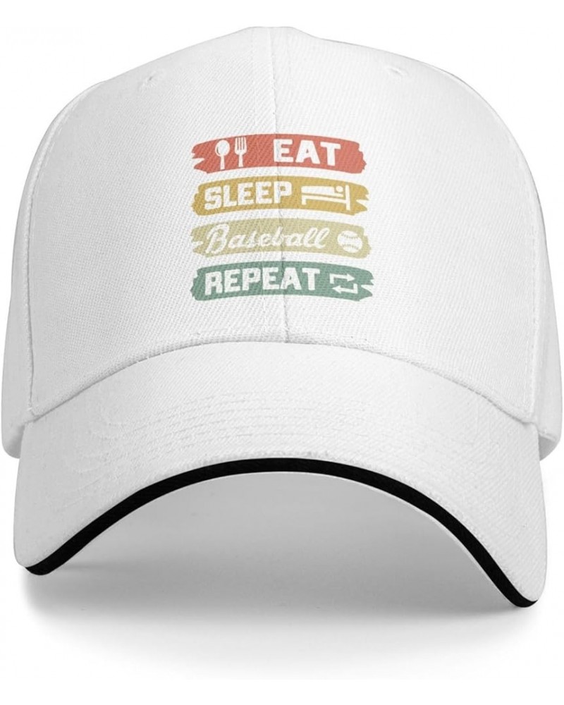 Eat Sleep Baseball Repeat Hat Funny Baseball Cap for Men Women Gift for Baseball Player Black White $11.00 Baseball Caps