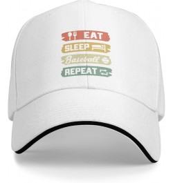 Eat Sleep Baseball Repeat Hat Funny Baseball Cap for Men Women Gift for Baseball Player Black White $11.00 Baseball Caps