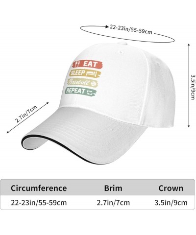 Eat Sleep Baseball Repeat Hat Funny Baseball Cap for Men Women Gift for Baseball Player Black White $11.00 Baseball Caps