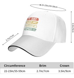 Eat Sleep Baseball Repeat Hat Funny Baseball Cap for Men Women Gift for Baseball Player Black White $11.00 Baseball Caps