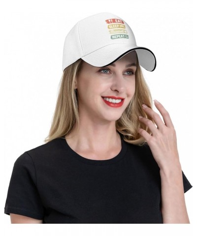 Eat Sleep Baseball Repeat Hat Funny Baseball Cap for Men Women Gift for Baseball Player Black White $11.00 Baseball Caps