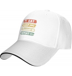 Eat Sleep Baseball Repeat Hat Funny Baseball Cap for Men Women Gift for Baseball Player Black White $11.00 Baseball Caps