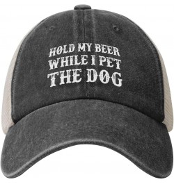 Hold My Beer While I Pet The Dog Hats for Men Black Women Funny Dad Trucker Caps for Women Gag Gift Black $13.62 Baseball Caps