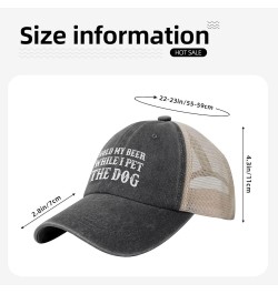 Hold My Beer While I Pet The Dog Hats for Men Black Women Funny Dad Trucker Caps for Women Gag Gift Black $13.62 Baseball Caps