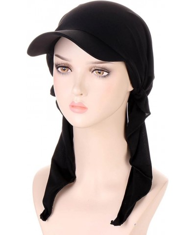 Baseball Hat Cap Hijab Shawl Simple Fabric Turban Summer Breathable Muslim Headscarf Hijab Cap for Women Men Black $5.34 Skul...