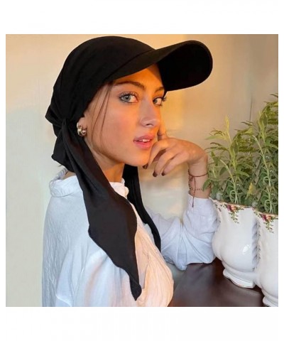 Baseball Hat Cap Hijab Shawl Simple Fabric Turban Summer Breathable Muslim Headscarf Hijab Cap for Women Men Black $5.34 Skul...