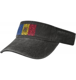 Flag of Moldova with Polygon Effect Sun Visor Hats for Women Men Adjustable Cotton Sun Hat Golf Cap Black $10.98 Sun Hats