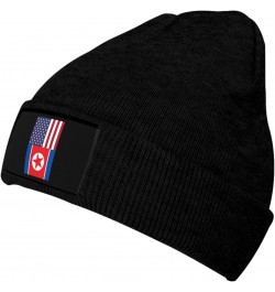 America North Korea Friendship Flag Cozy Knitted Beanie Hat - Stylish Winter Headwear Acrylic Ideal for All Ages Black $11.34...