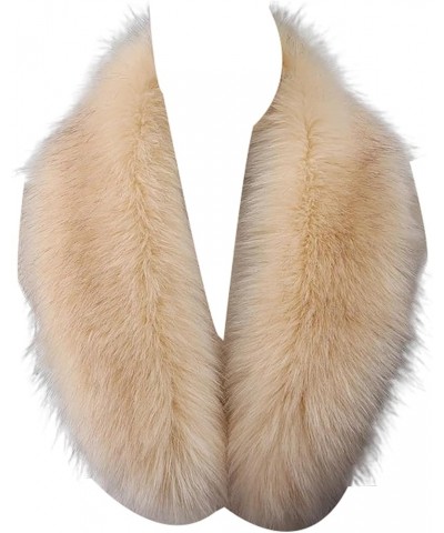 Faux Fur Collar Scarf for Women Men Black Fur Scarves Neck Warmer for Spring Fall Winter Jacket Beige Raccoon $9.44 Scarves