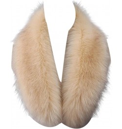 Faux Fur Collar Scarf for Women Men Black Fur Scarves Neck Warmer for Spring Fall Winter Jacket Beige Raccoon $9.44 Scarves