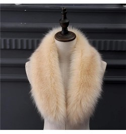 Faux Fur Collar Scarf for Women Men Black Fur Scarves Neck Warmer for Spring Fall Winter Jacket Beige Raccoon $9.44 Scarves