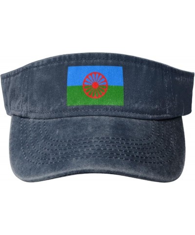 Flag of The Romani People Sun Hat Sun Visor Hats for Women Men Baseball Cap Golf Hats Navy Blue $12.07 Sun Hats