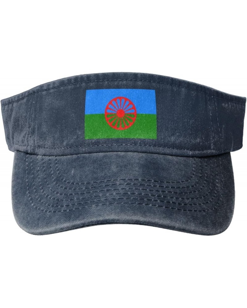 Flag of The Romani People Sun Hat Sun Visor Hats for Women Men Baseball Cap Golf Hats Navy Blue $12.07 Sun Hats