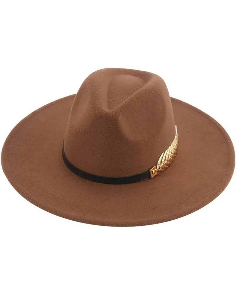 Hat Fedoras Hats for Women Men Felted Solid Big Brim 9.5cm Band Casual Formal Luxury Outdoor Khaki Camel Hats (Color : Lavend...