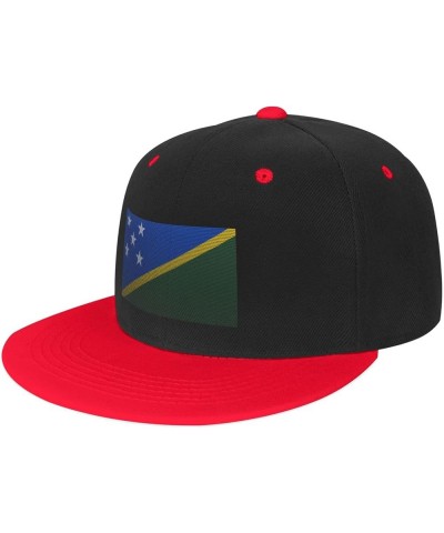 Flag of The Solomon Islands Knitting Effect Baseball Cap for Men Women Snapback Hat Adjustable Flat Bill Hats Red $14.58 Base...