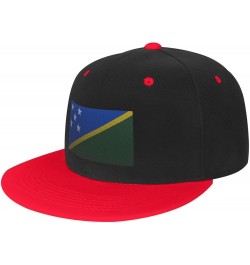 Flag of The Solomon Islands Knitting Effect Baseball Cap for Men Women Snapback Hat Adjustable Flat Bill Hats Red $14.58 Base...