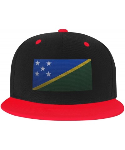 Flag of The Solomon Islands Knitting Effect Baseball Cap for Men Women Snapback Hat Adjustable Flat Bill Hats Red $14.58 Base...