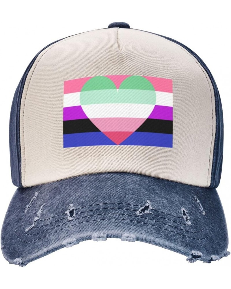 Genderfluid Abrosexual Pride Flag Upgrade Your Style with Funny Adjustable Cotton Baseball Caps for Men and Women Navy Blue $...