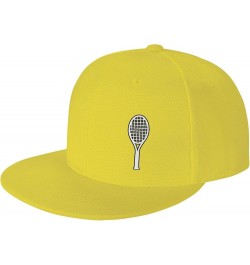 Tennis Racket Hat for Men Women, Adjustable Baseball Cap Yellow $12.53 Baseball Caps