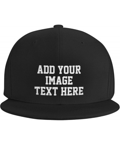 Custom Hat Your Design Here Add Your Name Text Logo Customized Made Flat Bill Hats Black $7.91 Baseball Caps