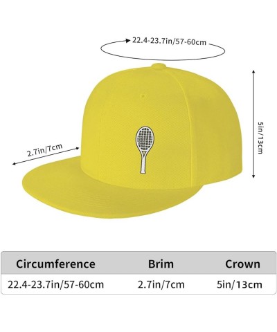 Tennis Racket Hat for Men Women, Adjustable Baseball Cap Yellow $12.53 Baseball Caps