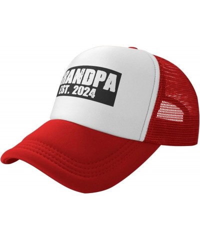 Grandpa Est 2024 Men's Black Adjustable Baseball Hat Vintage Dad Hat Trucker Cap Red $10.46 Baseball Caps