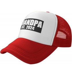 Grandpa Est 2024 Men's Black Adjustable Baseball Hat Vintage Dad Hat Trucker Cap Red $10.46 Baseball Caps