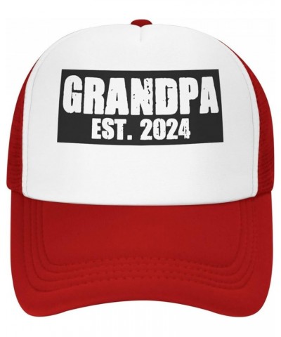 Grandpa Est 2024 Men's Black Adjustable Baseball Hat Vintage Dad Hat Trucker Cap Red $10.46 Baseball Caps