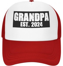 Grandpa Est 2024 Men's Black Adjustable Baseball Hat Vintage Dad Hat Trucker Cap Red $10.46 Baseball Caps