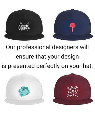 Custom Hat Your Design Here Add Your Name Text Logo Customized Made Flat Bill Hats Black $7.91 Baseball Caps