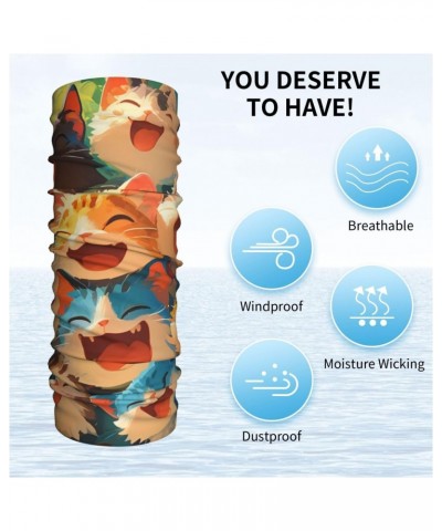 Happy Fun Cats Cartoon Neck Gaiter Balaclava For Women Men Face Mask Bandana Headband Headwear Scarf $16.67 Balaclavas